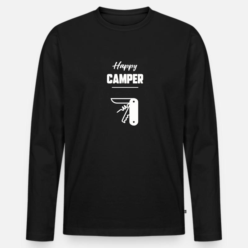 Glücklicher Camper - Männer Premium Bio Langarmshirt - Schwarz