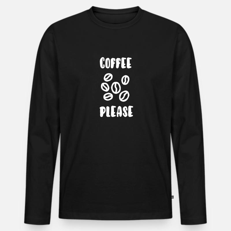 Kaffee bitte - Männer Premium Bio Langarmshirt - Schwarz