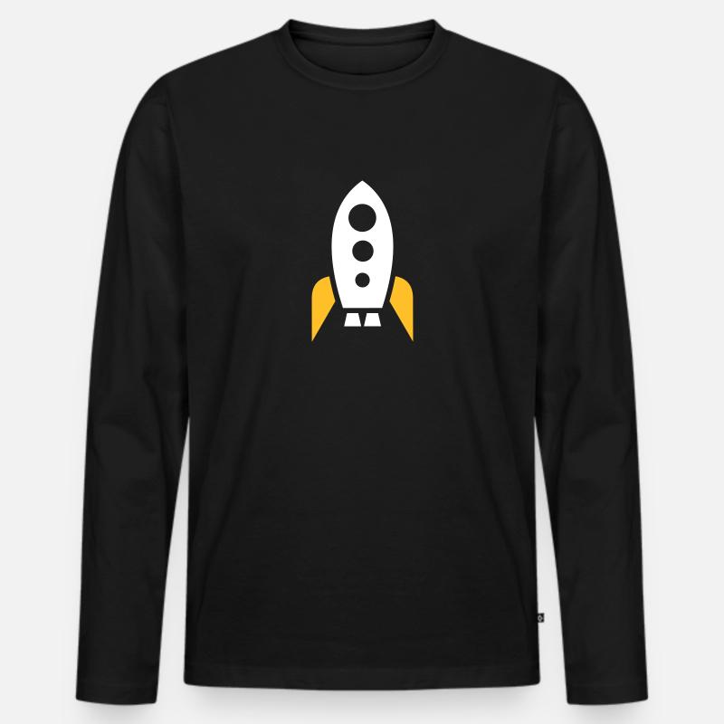 Raumschiff - Männer Premium Bio Langarmshirt - Schwarz