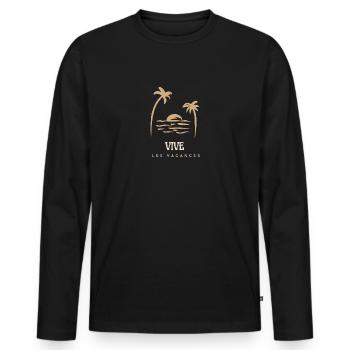 LONG LIVE THE HOLIDAYS. HOLIDAY. HAPPY HOLIDAYS. - Men's Premium Organic Long Sleeve Shirt - black - Front - Nico (187cm)
