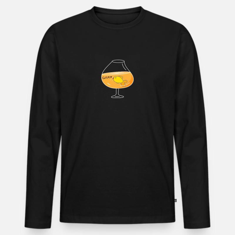 Goldfisch in Cognac (b) - Männer Premium Bio Langarmshirt - Schwarz