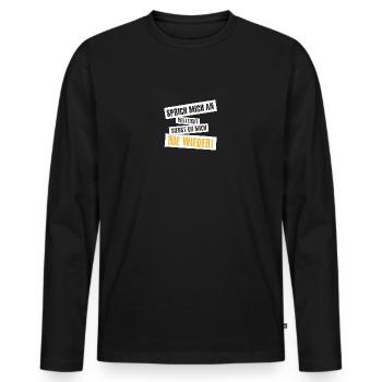 Ich bin single: Sprich mich an - Männer Premium Bio Langarmshirt - Schwarz - Vorne - Nico (187cm)