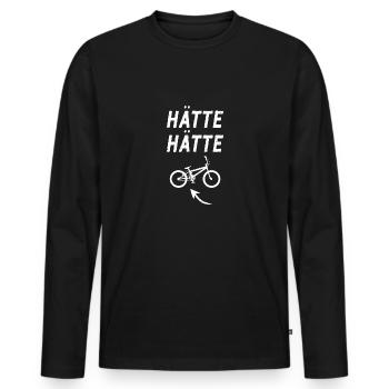 Hätte Hätte Fahrradkette Radfahrer Spruch Fahrrad - Männer Premium Bio Langarmshirt - Schwarz - Vorne - Nico (187cm)