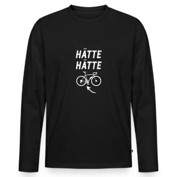 Hätte Hätte Fahrradkette Radfahrer Spruch Fahrrad - Männer Premium Bio Langarmshirt - Schwarz - Vorne - Nico (187cm)