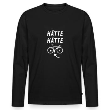 Hätte Hätte Fahrradkette Radfahrer Spruch Fahrrad - Männer Premium Bio Langarmshirt - Schwarz - Vorne - Nico (187cm)