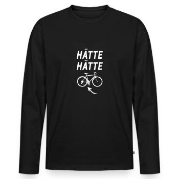 Hätte Hätte Fahrradkette Radfahrer Spruch Fahrrad - Männer Premium Bio Langarmshirt - Schwarz - Vorne - Nico (187cm)