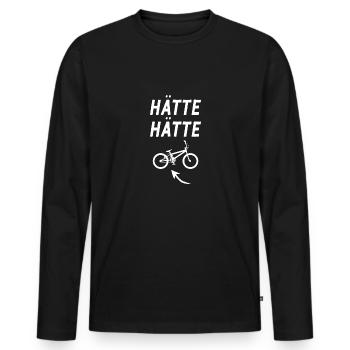 Hätte Hätte Fahrradkette Radfahrer Spruch Fahrrad - Männer Premium Bio Langarmshirt - Schwarz - Vorne - Nico (187cm)