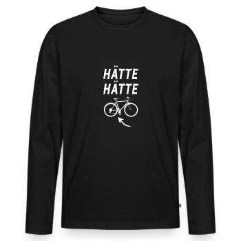 Hätte Hätte Fahrradkette Radfahrer Spruch Fahrrad - Männer Premium Bio Langarmshirt - Schwarz - Vorne - Nico (187cm)