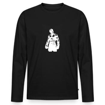 Boxer in boxing mode vintage shadow style - Men's Premium Organic Long Sleeve Shirt - black - Front - Nico (187cm)