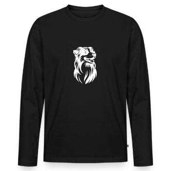 Portrait flou de chien de berger australien - T-shirt manches longues Premium bio Homme - noir - Devant - Nico (187cm)