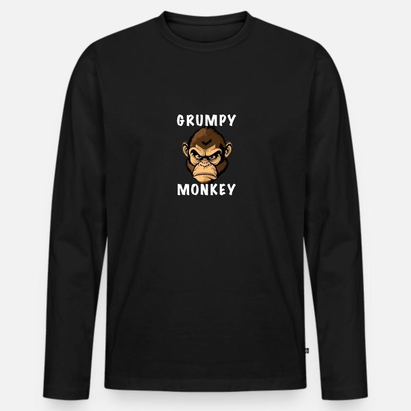 GRUMPY MONKEY - Männer Premium Bio Langarmshirt - Schwarz
