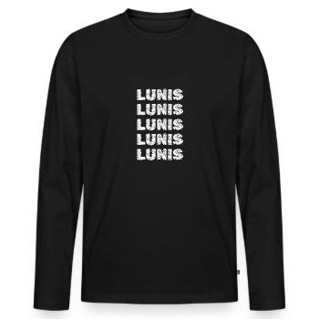 First name Lunis - Men's Premium Organic Long Sleeve Shirt - black - Front - Nico (187cm)
