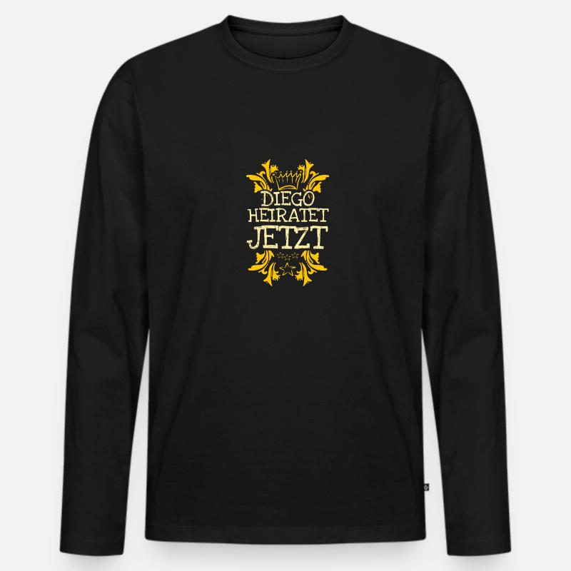 Bachelor Diego - Männer Premium Bio Langarmshirt - Schwarz