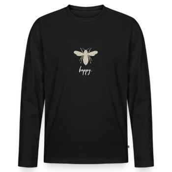 Beige Bee Happy Biene Be Happy - Männer Premium Bio Langarmshirt - Schwarz - Vorne - Nico (187cm)