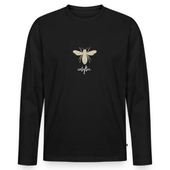 Beige Bee Carefree Biene Be Carefree - Männer Premium Bio Langarmshirt - Schwarz - Vorne - Nico (187cm)