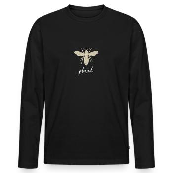Beige Bee Pleased Biene Be Pleased - Men's Premium Organic Long Sleeve Shirt - black - Front - Nico (187cm)