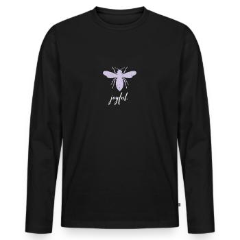 Lila Pastell Bee Joyful Biene Be Joyful - Männer Premium Bio Langarmshirt - Schwarz - Vorne - Nico (187cm)