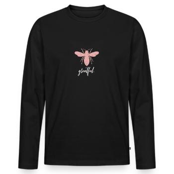 Rosa Bee Greatful Biene Be Greatful - Men's Premium Organic Long Sleeve Shirt - black - Front - Nico (187cm)
