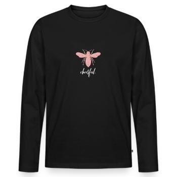 Abeille rose Abeille joyeuse Soyez joyeux - T-shirt manches longues Premium bio Homme - noir - Devant - Nico (187cm)