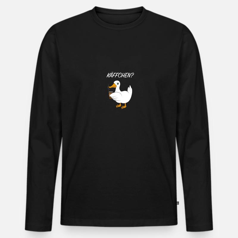 Ente Kaffee Spruch - Männer Premium Bio Langarmshirt - Schwarz