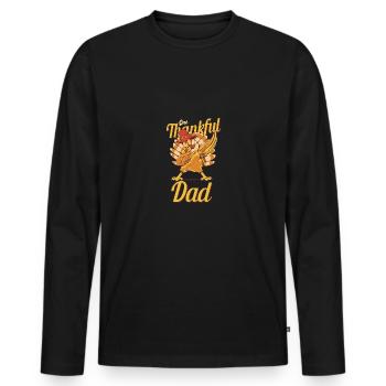 One Thankful Dad Turkey Family Matching Funny - Men's Premium Organic Long Sleeve Shirt - black - Front - Nico (187cm)