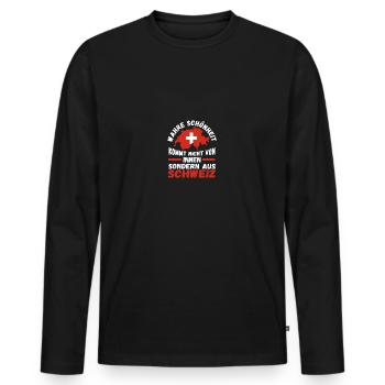 Schweizer Schweiz - Männer Premium Bio Langarmshirt - Schwarz - Vorne - Nico (187cm)