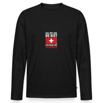 Schweizer Schweiz - Männer Premium Bio Langarmshirt - Schwarz - Vorne - Nico (187cm)