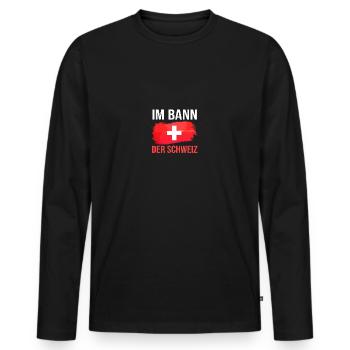 Schweizer Schweiz - Männer Premium Bio Langarmshirt - Schwarz - Vorne - Nico (187cm)
