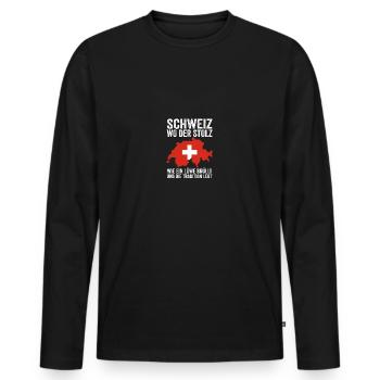 Schweizer Schweiz - Männer Premium Bio Langarmshirt - Schwarz - Vorne - Nico (187cm)