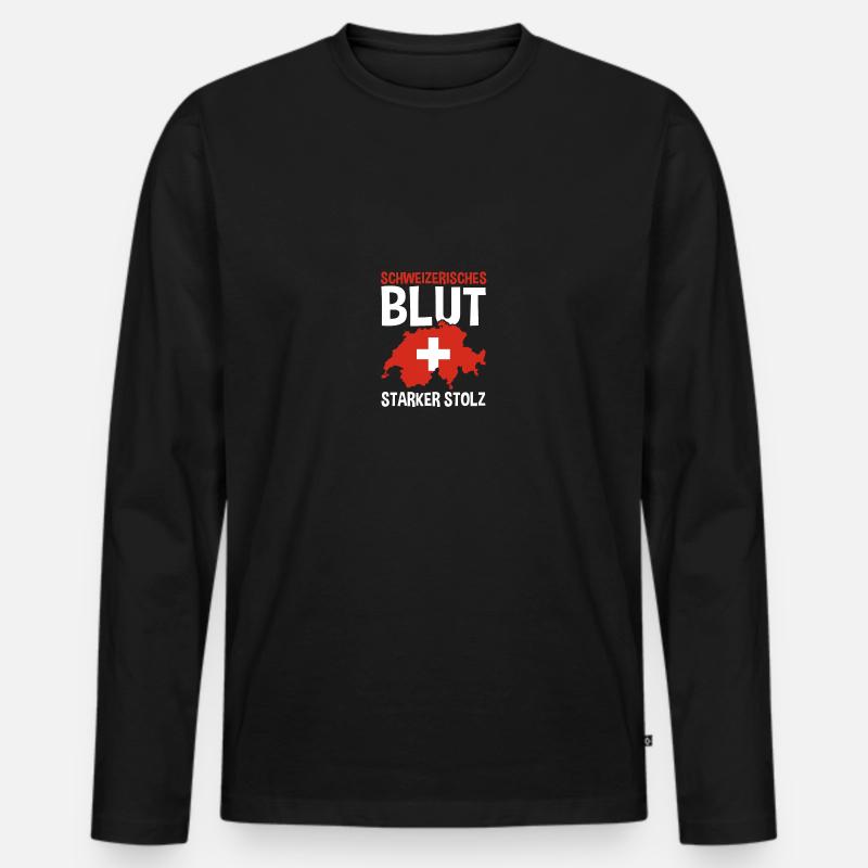 Schweizer Schweiz - Männer Premium Bio Langarmshirt - Schwarz