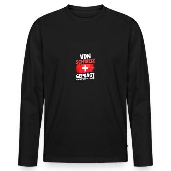 Schweizer Schweiz - Männer Premium Bio Langarmshirt - Schwarz - Vorne - Nico (187cm)