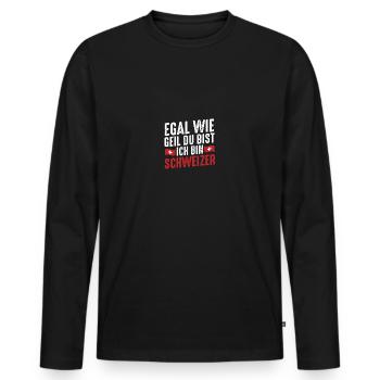 Suisse suisse - T-shirt manches longues Premium bio Homme - noir - Devant - Nico (187cm)