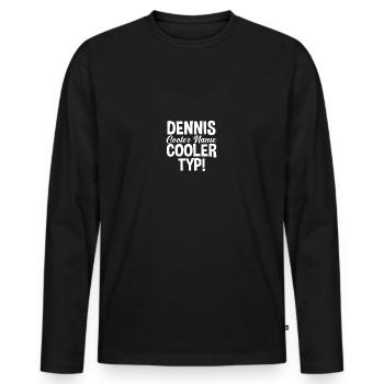 Prénom Dennis - T-shirt manches longues Premium bio Homme - noir - Devant - Nico (187cm)