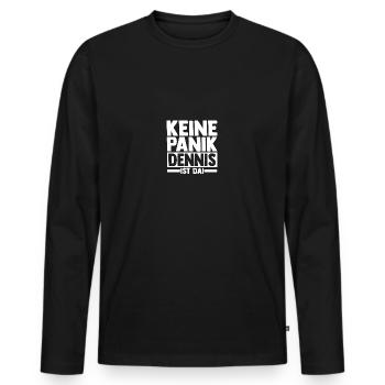Prénom Dennis - T-shirt manches longues Premium bio Homme - noir - Devant - Nico (187cm)