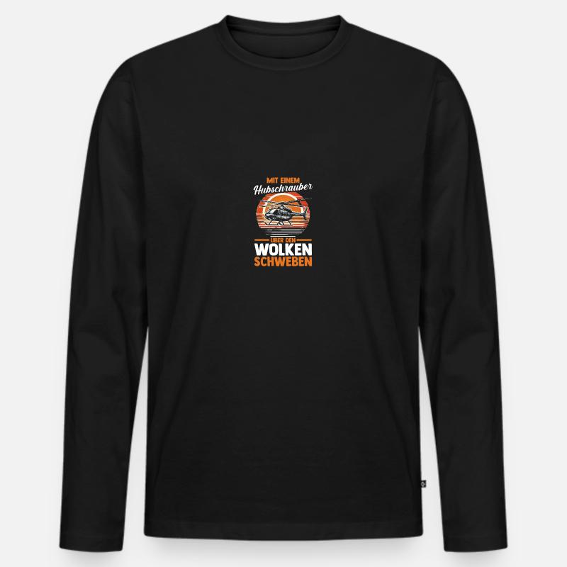 Pilot Helikopter Hubschrauber - Männer Premium Bio Langarmshirt - Schwarz