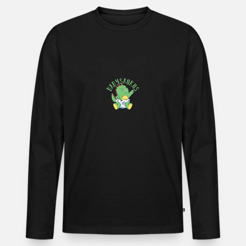 Babysaurus Dino Dinosaurier - Männer Premium Bio Langarmshirt - Schwarz