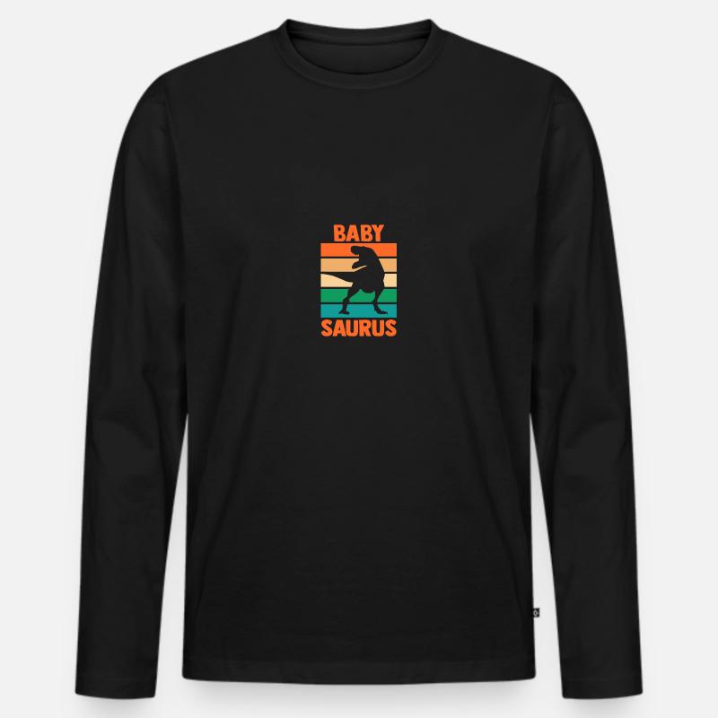 Babysaurus Dino Dinosaurier - Männer Premium Bio Langarmshirt - Schwarz