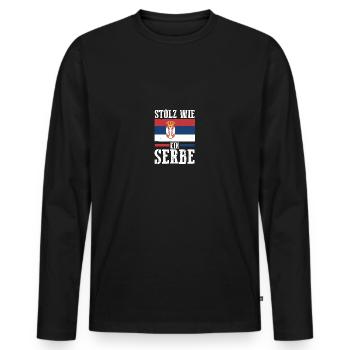 Serbe Serbe Serbie - T-shirt manches longues Premium bio Homme - noir - Devant - Nico (187cm)