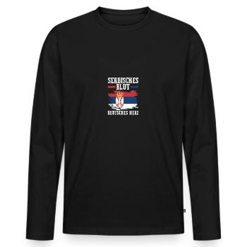 Serbe Serbe Allemagne Serbie - T-shirt manches longues Premium bio Homme - noir - Devant - Nico (187cm)