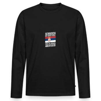 Serbe Serbe Serbie - T-shirt manches longues Premium bio Homme - noir - Devant - Nico (187cm)