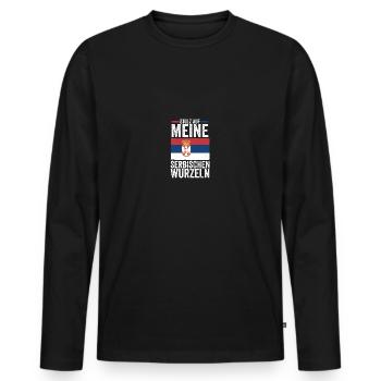 Serbe Serbe Serbie - T-shirt manches longues Premium bio Homme - noir - Devant - Nico (187cm)