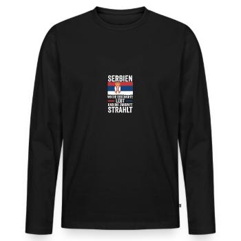 Serbe Serbe Serbie - T-shirt manches longues Premium bio Homme - noir - Devant - Nico (187cm)