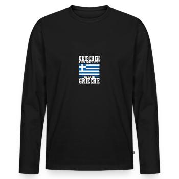 Grecs Grèce - T-shirt manches longues Premium bio Homme - noir - Devant - Nico (187cm)
