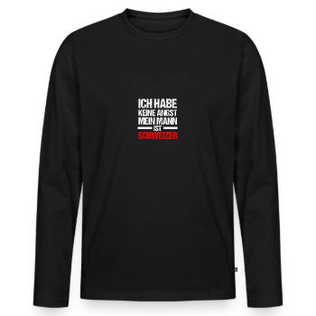 Swiss Switzerland - Men's Premium Organic Long Sleeve Shirt - black - Front - Nico (187cm)