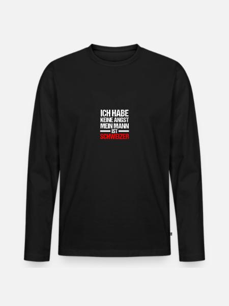 Schweizer Schweiz - Männer Premium Bio Langarmshirt - Schwarz