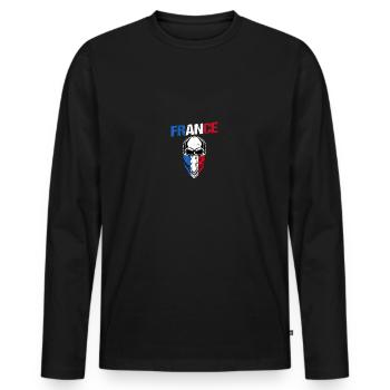 Français Français France - T-shirt manches longues Premium bio Homme - noir - Devant - Nico (187cm)