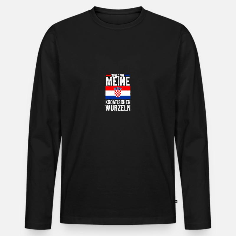 Kroate Kroatisch Kroatien - Männer Premium Bio Langarmshirt - Schwarz