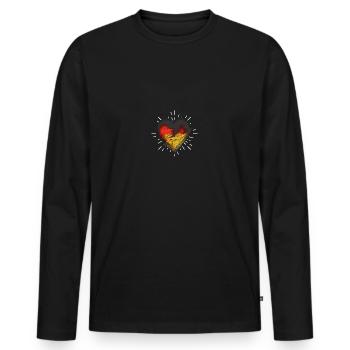 Deutscher Deutsch Herz Deutschland - Männer Premium Bio Langarmshirt - Schwarz - Vorne - Nico (187cm)