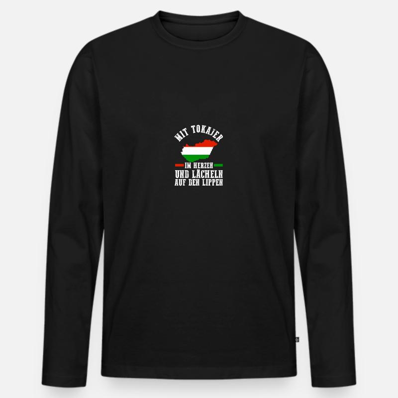 Ungar Ungarisch Ungarn - Männer Premium Bio Langarmshirt - Schwarz
