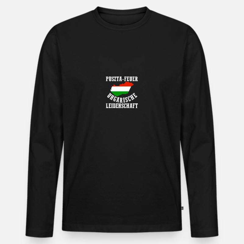 Ungar Ungarisch Ungarn - Männer Premium Bio Langarmshirt - Schwarz